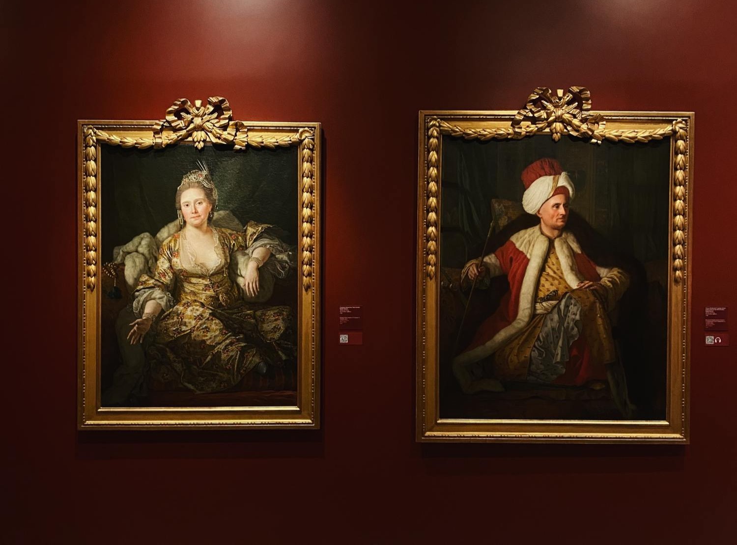 Two historical pictures inside of the Pera Museum